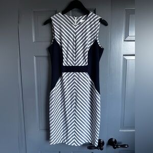 Calvin Klein Striped Navy and White Sleeveless Dress